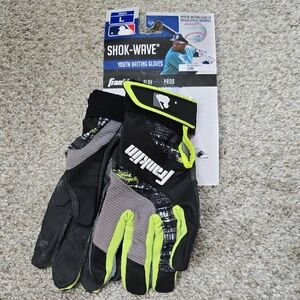 Franklin Youth Batting Gloves - Black and Green
